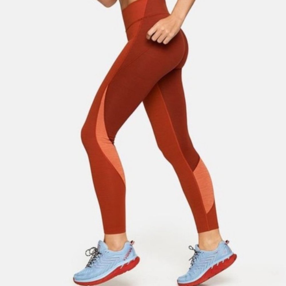 EUC Outdoor  Voices Orange Colorblock TechSweat Zoom Leggings - Picture 2 of 6